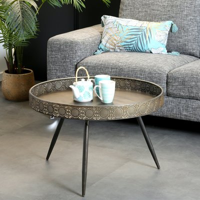 Table basse en métal couleur bronze plateau rond PIER IMPORT