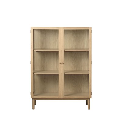 Vitrine 2 portes en verre trempé et bois H140cm - CAHIR DRAWER