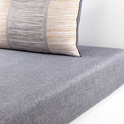 Drap housse en satin de coton gris, TAMAN BOSS HOME