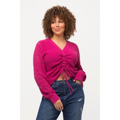 Pull en maille côtelée avec ruban à fronces ULLA POPKEN