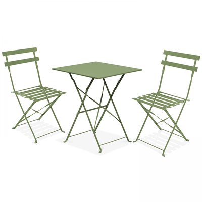 Table bistrot de jardin et 2 chaises pliantes, Rome OVIALA