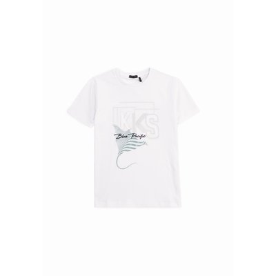 T-shirt coton bio flocage logo et raie IKKS