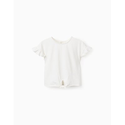 T-Shirt en Coton avec Volants et Noeud ZIPPY