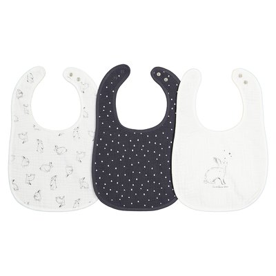 Lot de 3 bavoirs gaze de coton LA REDOUTE COLLECTIONS