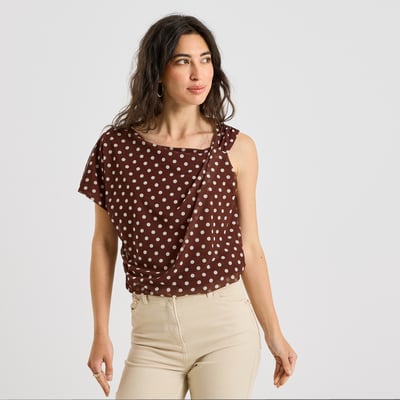 Top asymétrique imprimé pois GRAIN DE MALICE