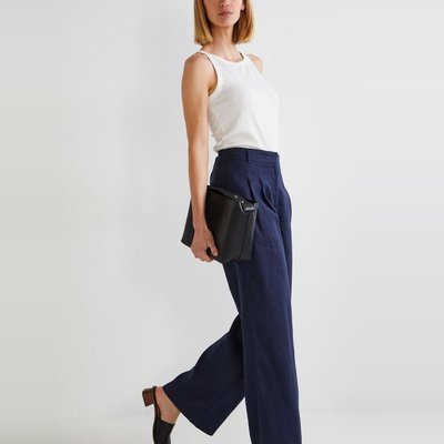 Pantalon bleu marine femme on sale