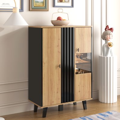 Buffet avec 2 portes 8 couches Imitation chêne Scandinave, NOVAKC MEUBLES COSY