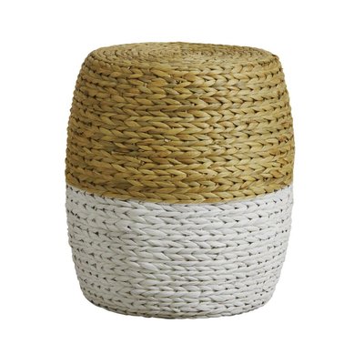 Tabouret rond en jacinthe bicolore Naturel et blanc AUBRY GASPARD