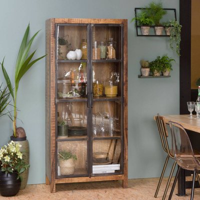 Vitrine en bois de manguier et métal  AMBROISA MADE IN MEUBLES 