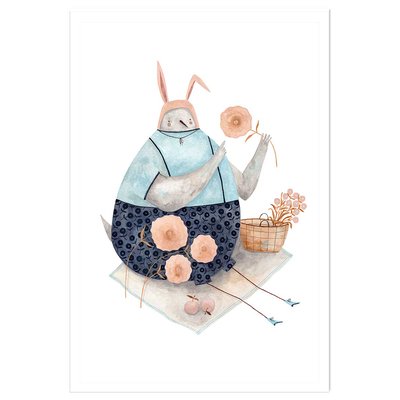 Affiche enfant pigeon aux fleurs HEXOA