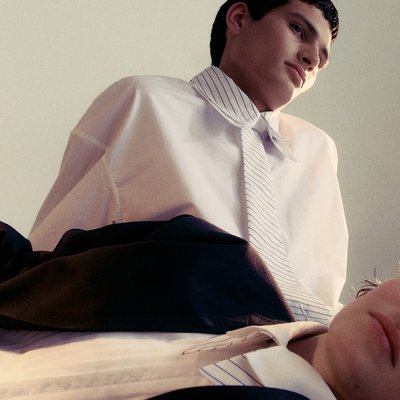 Camisa amplia con corbata, confeccionada en Europa JEREMY CURRAT X LA REDOUTE