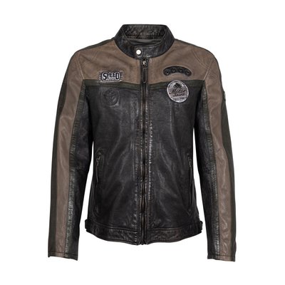 Blouson Mauritius cuir de mouton avec manches longues et col montant  anthracite - Taille XL GIPSY