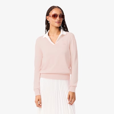 Pull col V maille sans coutures LACOSTE