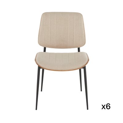 Lot de 6 chaises en tissu matelassé beige H82,5 cm - GISELLE SIGNATURE