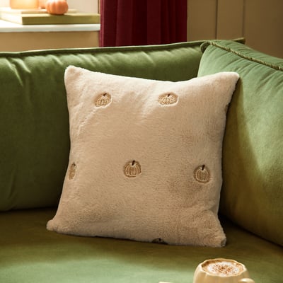 Autumn Pumpkins Embroidered Cushion FURN.