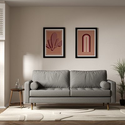 Coco Mid-Century Soft Brushed 3 Seater Sofa with Walnut Legs SO'HOME
