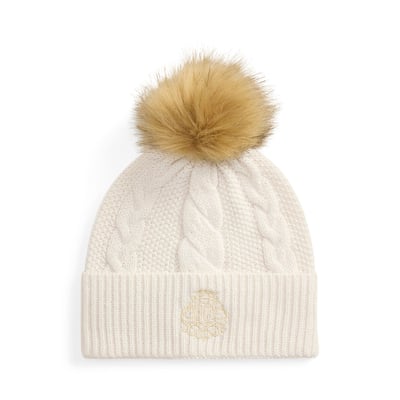 Muts met kabelmotief en pompon LAUREN RALPH LAUREN