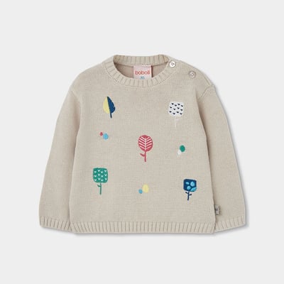 Pull bébé fille brodé d'arbres BOBOLI