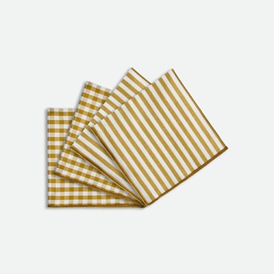 Lot de 4 serviettes de table, 30% coton recyclé, tissé teint, SOIZIC LA REDOUTE INTERIEURS