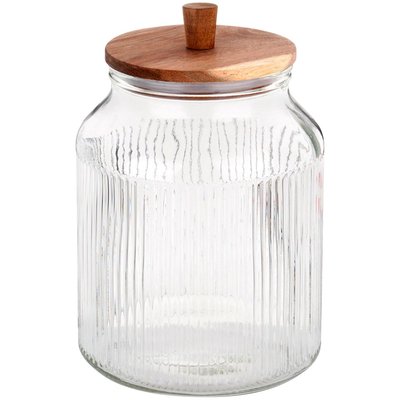 Bocal cuisine en verre avec bouchon acacia 3100ml WADIGA