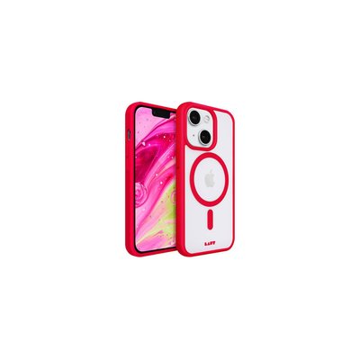 Coque iPhone 14Plus MagSafe transparent/Rouge LAUT