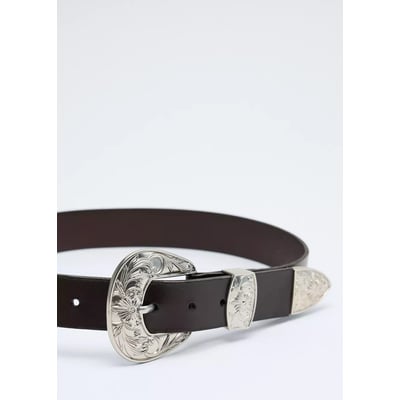 Ceinture cuir boucle gravée MANGO