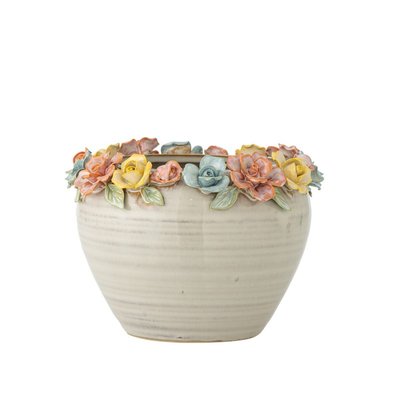 Cache-pot céramique bordure fleurs  Eanna BLOOMINGVILLE