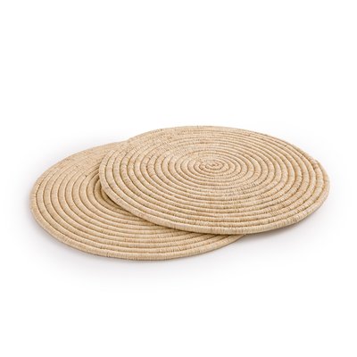 Set van 2 placemats in gevlochten raffia, Tibou AM.PM