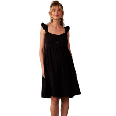 Robe de grossesse en gaze de coton bretelles à volants ENVIE DE FRAISE