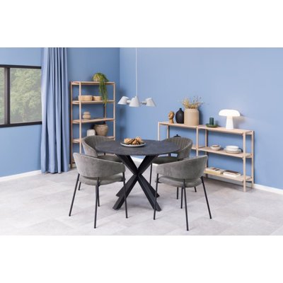 Chaise scandinave en tissu et pieds en métal noir (lot de 2) - ZOLA HELLIN, DEPUIS 1862