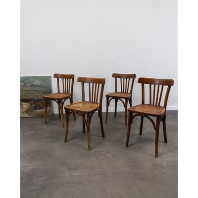 Lot de 4 chaises en bois Luterma Claude N°1365 - Bon état DEBONGOUT