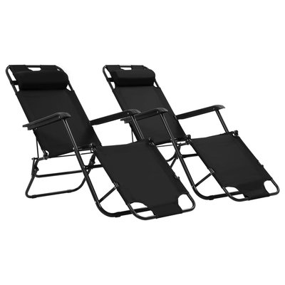 Set de 2 chaises longues pliables avec repose pied HOME MAISON