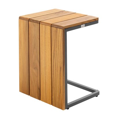 Tablette pour bain de soleil en aluminium et bois teck, LAGOA OVIALA