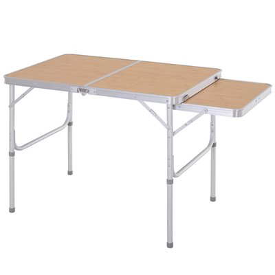 Table de camping pliante avec rallonge alu. MDF imitation bambou OUTSUNNY