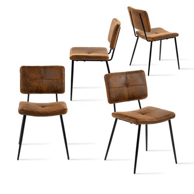 Lot de 4 chaises de salle à manger en microfibre rétro vintage,Pomona MEUBLES COSY