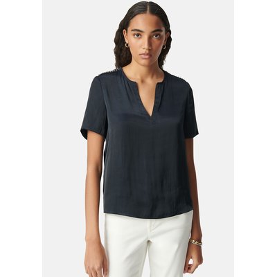 Blusa fluida con scollo a V, maniche corte e gioielli sulle spalle IKKS