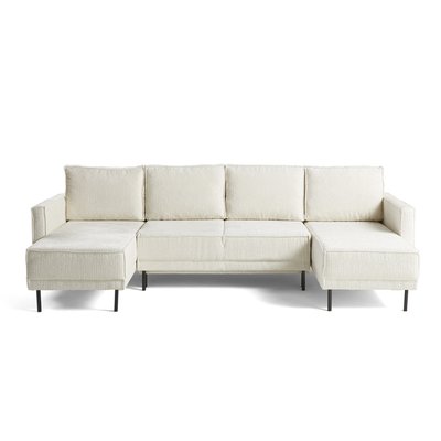 Canapé Panoramique Convertible Tissu velours relief 7 places - CHARLIE LISA DESIGN