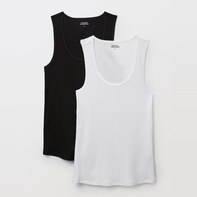 Lot de 2 débardeurs côtelés en coton BIO GOTS MONOPRIX