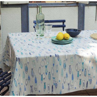 Nappe enduite ronde ou ovale POISSONS FLEUR DE SOLEIL