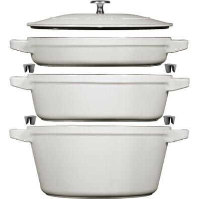 3-pcs, Set empilable, Truffe blanche STAUB