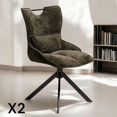 Chaise pivotante coussin et poignée tissu vert (lot de 2) IENA PIER IMPORT