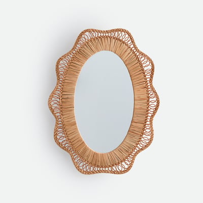 Miroir forme fleur, rotin, diamètre 44 cm, ROZA LA REDOUTE INTERIEURS