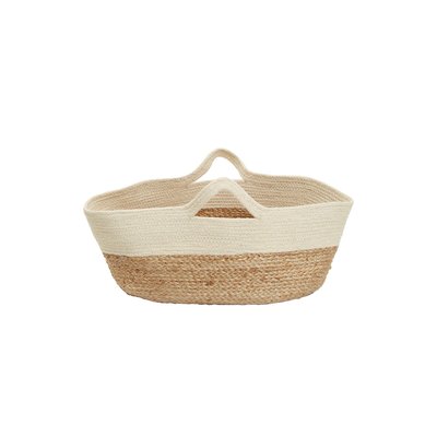 45cm Natural Jute Basket with White Trim SO'HOME