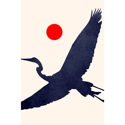 Tableau animaux Grue au soleil levant HEXOA