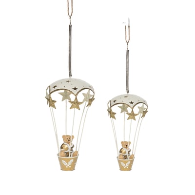Set de 2 parachutes ours à suspendre doré H17 cm en métal AMADEUS