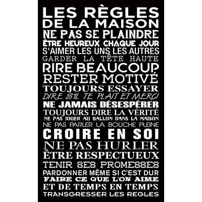 Les règles de la maison 1, Tableau Deco, Tableau cuisine, fabrication française , 50x80 cm HEXOA