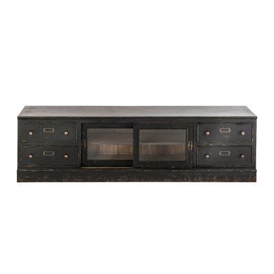 Meuble TV en bois massif et verre L180 cm - AMSTERDAM SIGNATURE
