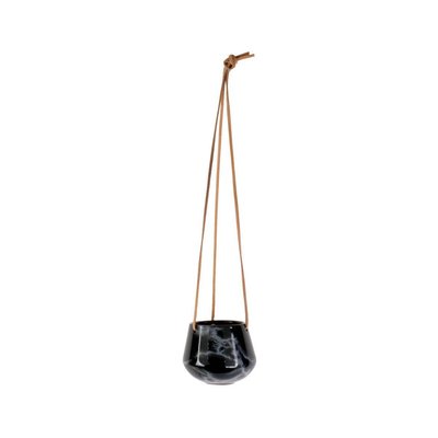 Jardinière suspendue en céramique marbrée 12 x 9.5 cm Noir PRESENT TIME
