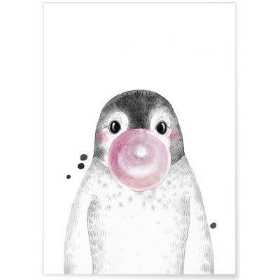 Affiche 'Bulle de Pingouin Rose' L'AFFICHERIE