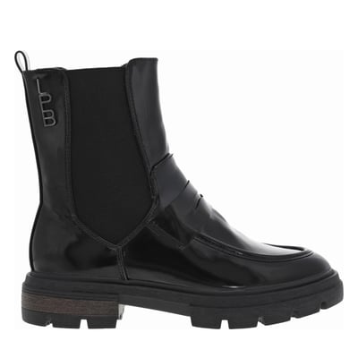 Bottines noires vernies avec bijou noir logotypé collé sur la tige LPB Les P'tites Bombes